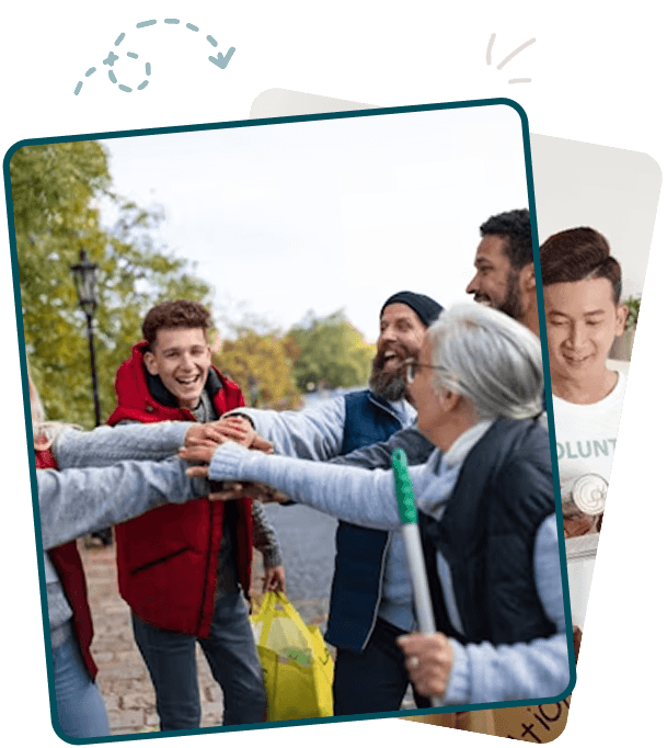 Volunteers high-fiving