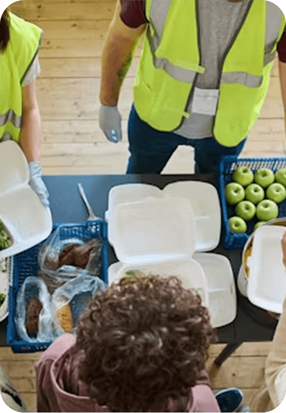 Volunteers preparing food supplies